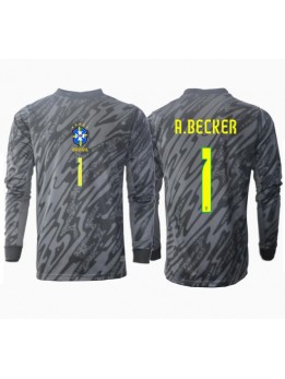 Billige Brasil Alisson Becker #1 Keeper Bortedrakt Copa America 2024 Langermet